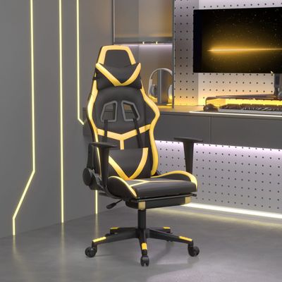 vidaXL Herná stolička s opierkou na nohy čierna a zlatá umelá koža