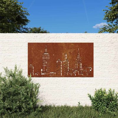 vidaXL Záhradná dekorácia 105x55 cm, cortenová oceľ, panoráma