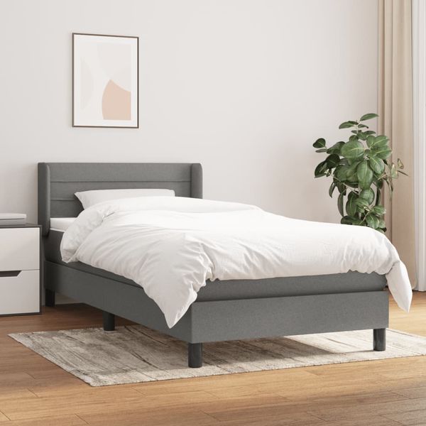 vidaXL Boxspring posteľ s matracom tmavosivá 100x200 cm látka