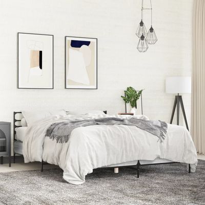 vidaXL Posteľný rám sivý sonoma 135x190 cm kompozitné drevo a kov