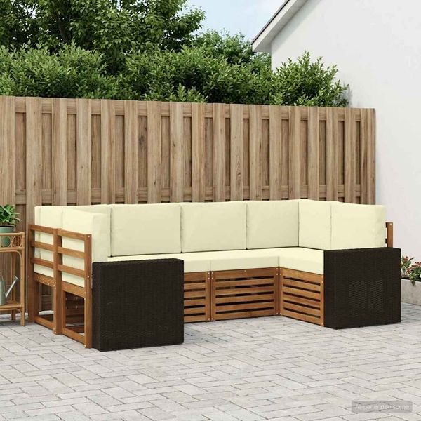 vidaXL Sada rohových gaučov 6 pcs Prírodná a krémová Polyester