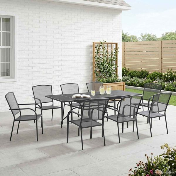vidaXL Záhradný jedálenský set 9 pcs Antracitová 212 x 90 x 76 cm