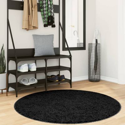 vidaXL Shaggy koberec PAMPLONA, vysoký vlas, moderný, čierny Ø 120 cm
