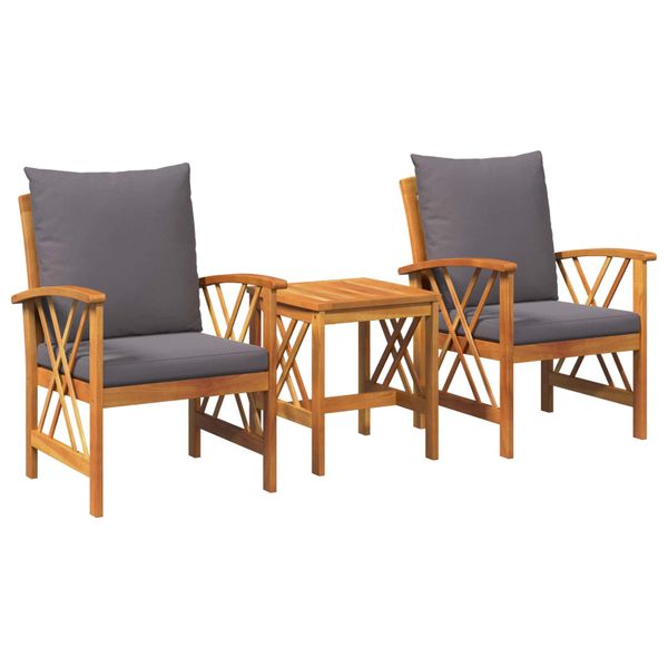 vidaXL Súprava záhradných pohoviek s vankúšom 3 pcs Prírodný olej