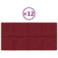 vidaXL Nástenné panely 12 ks vínovo-červené 60x30 cm zamat 2,16 m²