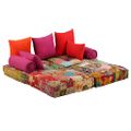 vidaXL 2-miestna modulárna taburetka, patchwork, látka