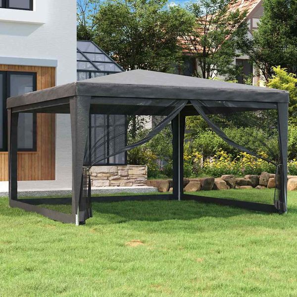 vidaXL Párty stan a 4 sieťkované bočné steny antracitový 4x4 m HDPE