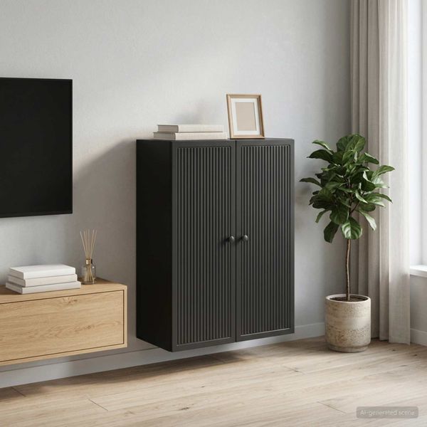 vidaXL Nástenná skrinka Čierna 66 x 34,5 x 90 cm Kompozitné drevo