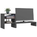 vidaXL Stojan na monitor sivý 81x20x30 cm masívna borovica