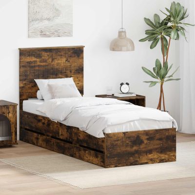 vidaXL Rám postele Dymová dub 75 x 190 cm Inžinierske drevo