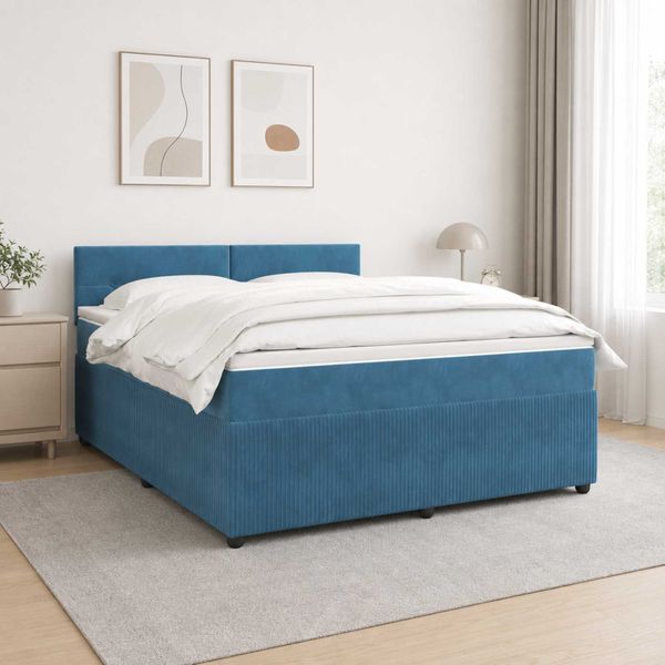 vidaXL Posteľ boxspring s matracom Modrá 140 x 200 cm Zamat