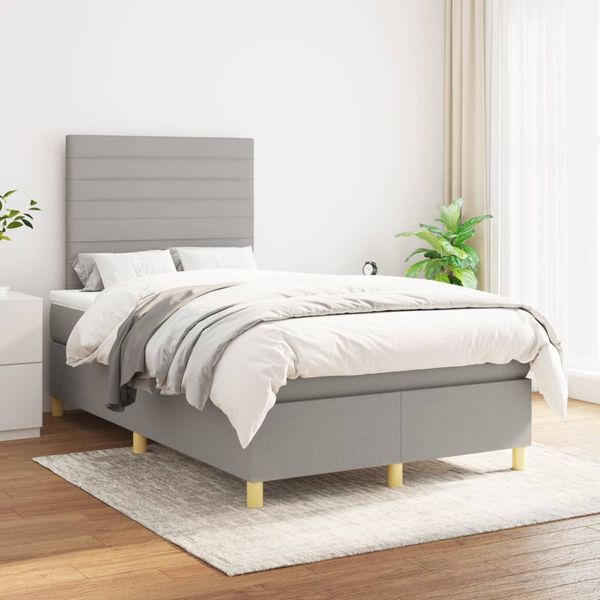 vidaXL Boxspring posteľ s matracom bledosivá 120x200 cm látka