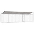vidaXL Klietka pre psa s strechou Strieborná 800 x 200 x 256 cm