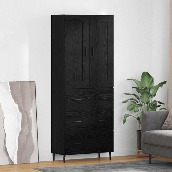 vidaXL Highboard so zásuvkou 2 pcs Čierny dub Kompozitné drevo