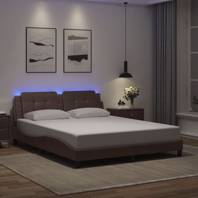 vidaXL Rám postele s LED bez matraca Zadar hnedý 160x200 cm