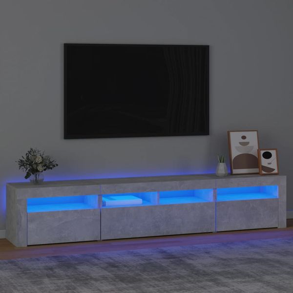 vidaXL TV skrinka s LED svetlami betónová sivá 210 x 35 x 40 cm