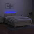 vidaXL Posteľ boxsping s matracom a LED krémová 120x200 cm látka