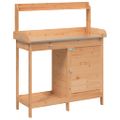 vidaXL Stôl na presádzanie so skrinkou hnedý 110,5x45x124,5 cm jedľa