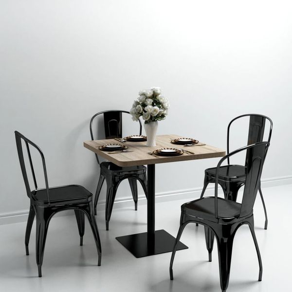 vidaXL Bistro stolík, MDF a oceľ, štvorcový, 80x80x75 cm, dubová farba