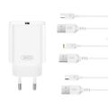 XO wall charger CE33 QC 18W 1x USB white + cable Lightning