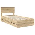 vidaXL Rám postele Sonoma dub 100 x 200 cm Inžinierske drevo
