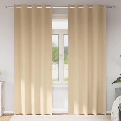 vidaXL Záclony na zatemnenie s krúžkami 2 pcs Krémová 225 x 140 cm