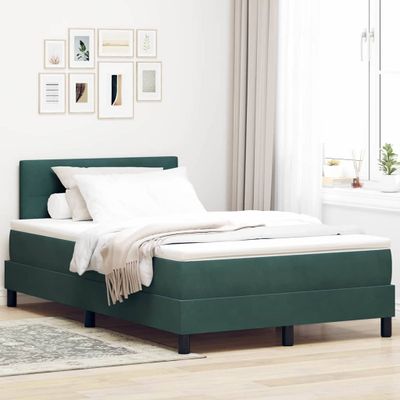 vidaXL Posteľ s pružinovým rámom Tmavozelená 120 x 190 cm Zamat
