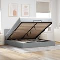 VidaXL Osmanská posteľ s matracom a LED svetlosivá látka 180x200cm