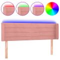 vidaXL Čelo postele s LED ružové 147x16x78/88 cm zamat
