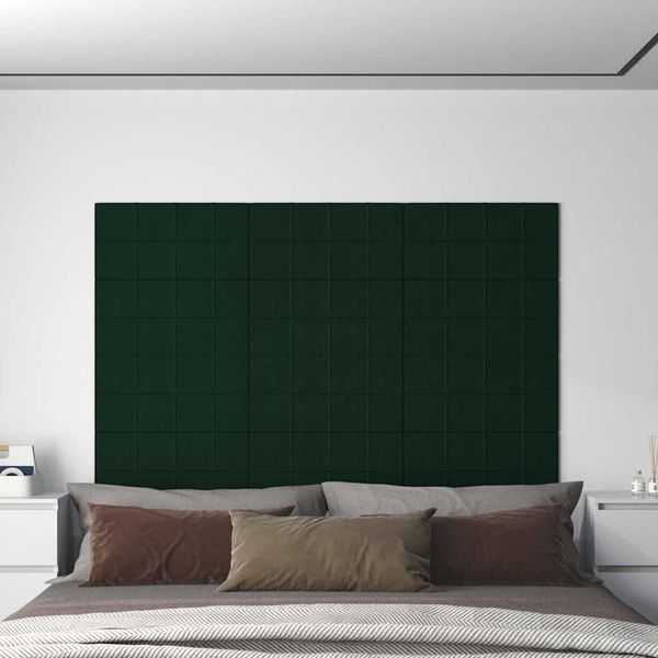 vidaXL Nástenné panely 12 ks tmavozelené 60x30 cm zamat 2,16 m²