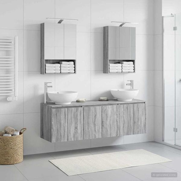 vidaXL Set kabinetov do kúpeľne 5 pcs Sivý Sonoma Kompozitné drevo