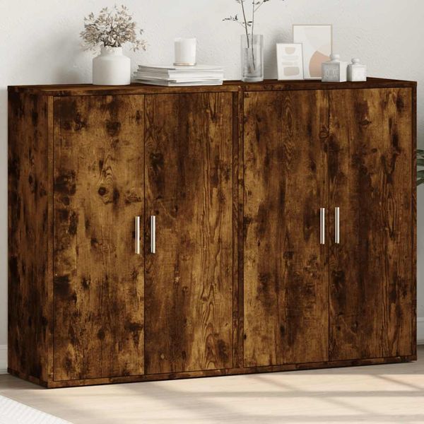 vidaXL Komody 2 ks dymový dub 60x31x84 cm kompozitné drevo