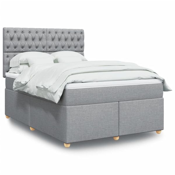 vidaXL Boxspring posteľ s matracom bledosivá 140x200 cm látka