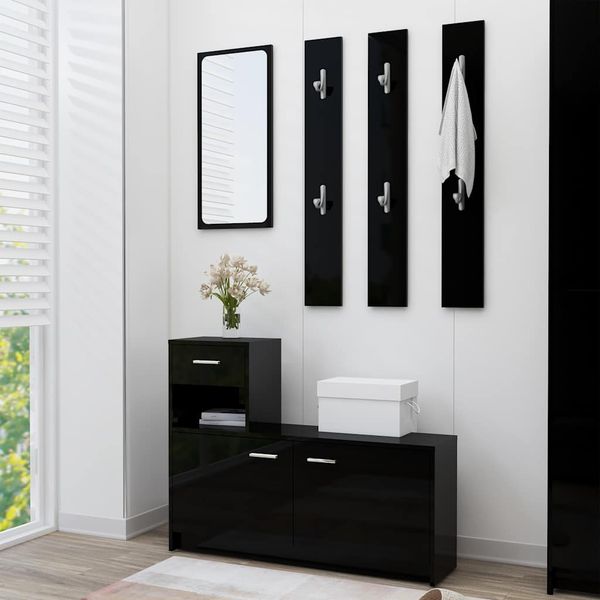 vidaXL Nábytok do chodby, lesklý čierny 100x25x76,5cm kompozitné drevo