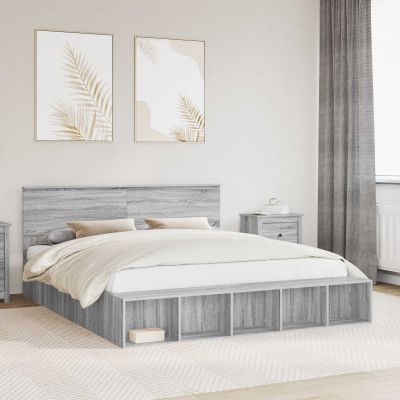 vidaXL Rám postele Sivý Sonoma 200 x 200 cm Kompozitné drevo