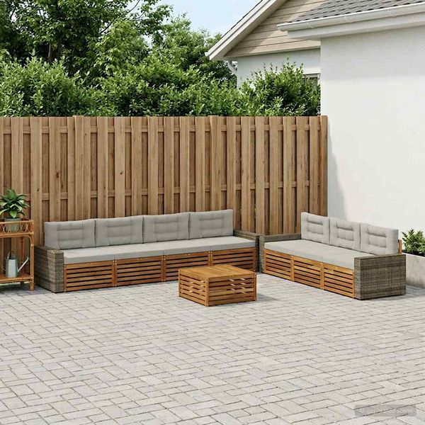 vidaXL Záhradná súprava gaučov 8 pcs Prírodná a svetlosivá