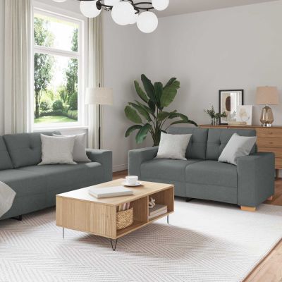 vidaXL Pohovka 3 pcs Tmavo šedá 221 x 80 x 80 cm Ľanová zmes