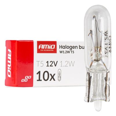 Halogénová žiarovka T5 12V 1.2W W2x4.6d white 10 ks AMiO-04412