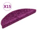 vidaXL Schodové rohože 15 ks 56x17x3 cm fialové polkruhové