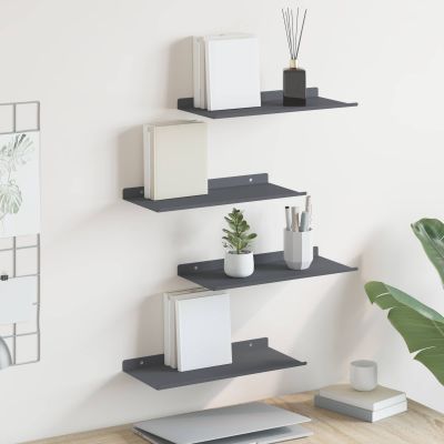 vidaXL Závesná polica Nástenný 4 pcs Antracit 40 x 18 x 2,5 cm Oceľ