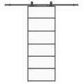 vidaXL Posuvné dvere s kovaním čierne 76x205 cm ESG sklo