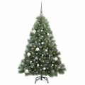 vidaXL Umelý vianočný stromček s 150 LED-i Zelená 150 cm PE a PVC