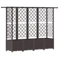 vidaXL Vyvýšený záhon s mriežkou a strechou Hnedá 202 x 40 x 136 cm PP