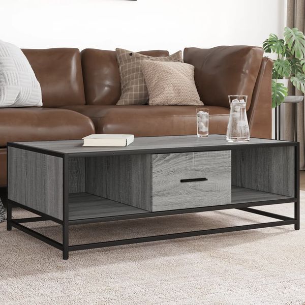 vidaXL Konferenčný stolík sivý sonoma 100x57x35cm kompozit.drevo a kov