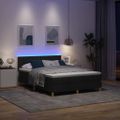vidaXL LED box s pružinami s LED pásikmi Čierny 140 x 190 cm látka