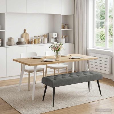 vidaXL Lavica s gombíkovým prešívaním Tmavosivá 110 x 40 x 46 cm Zamat