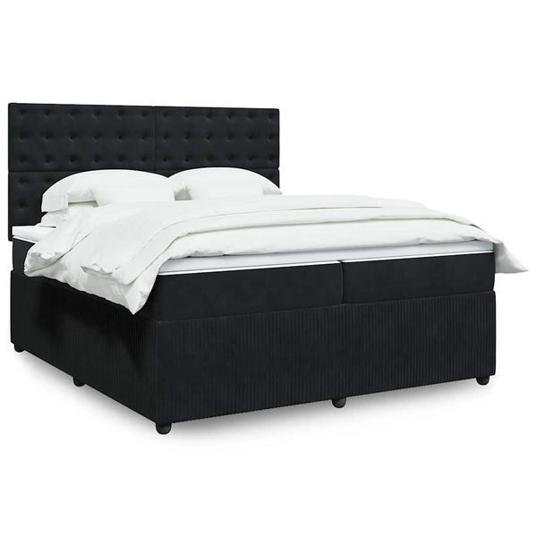 vidaXL Posteľný rám boxspring s matracom čierny 200x200 cm zamat