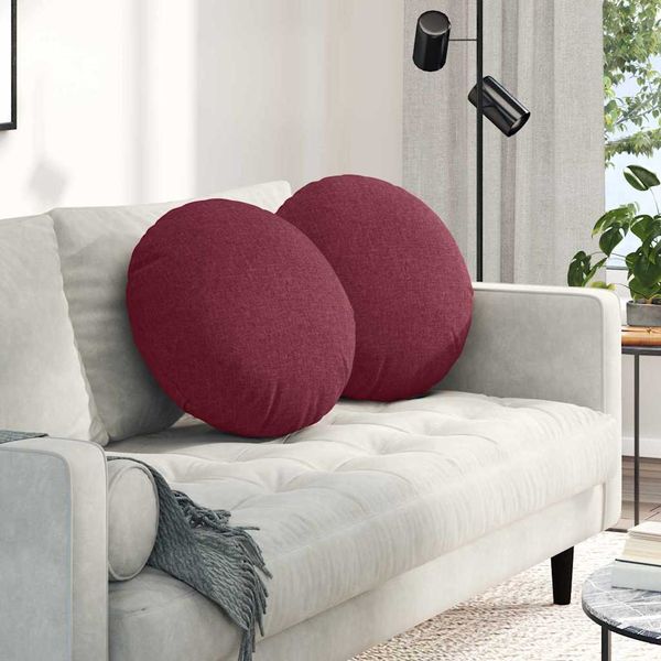 vidaXL Vankúše na sedenie 2 pcs Víno červené Ø50 x 19 cm látka
