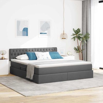 vidaXL Postel s úložným prostorem a matrací Tmavo šedá 160 x 200 cm