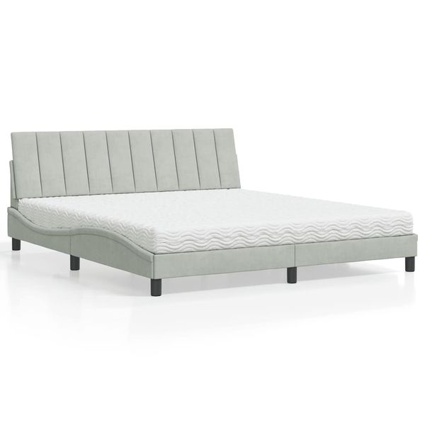 vidaXL Posteľ s matracom Hanko bledosivý 180x200 cm zamat
